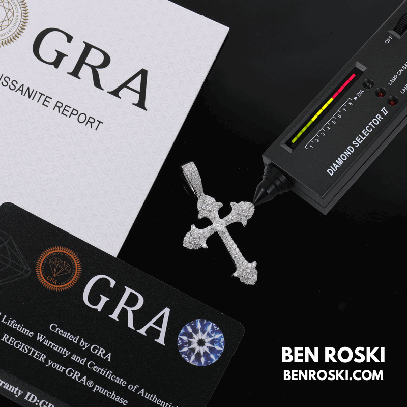 Moissanite Cross Pendant Sterling Silver, Gold & Rose Gold | VVS Moissanite | GRA Certified