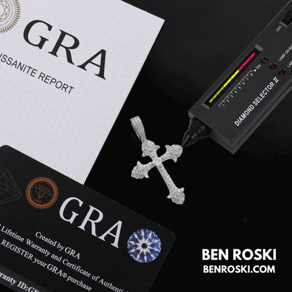 Moissanite Cross Pendant Sterling Silver, Gold & Rose Gold | VVS Moissanite | GRA Certified