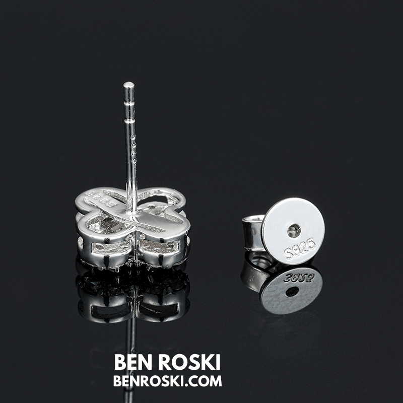 Clover Shape Stud Earrings Sterling Silver, Gold, or Rose Gold | VVS Moissanite | GRA Certified