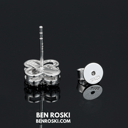 Clover Shape Stud Earrings Sterling Silver, Gold, or Rose Gold | VVS Moissanite | GRA Certified