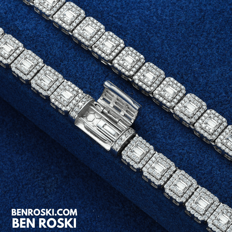 Square Cluster Moissanite Chain – 7MM Width | 20 Inch | 45.95g | GRA Certified