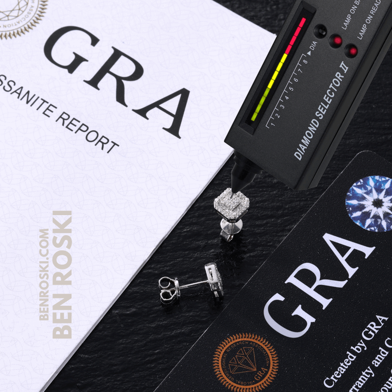 Square Halo Stud Earrings – 7MM | 1.49g | VVS1 Moissanite | GRA Certified