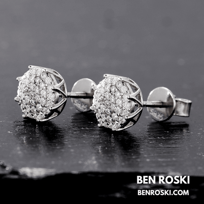 Cluster Stud Earrings Sterling Silver, Gold, or Rose Gold | VVS Moissanite | GRA Certified