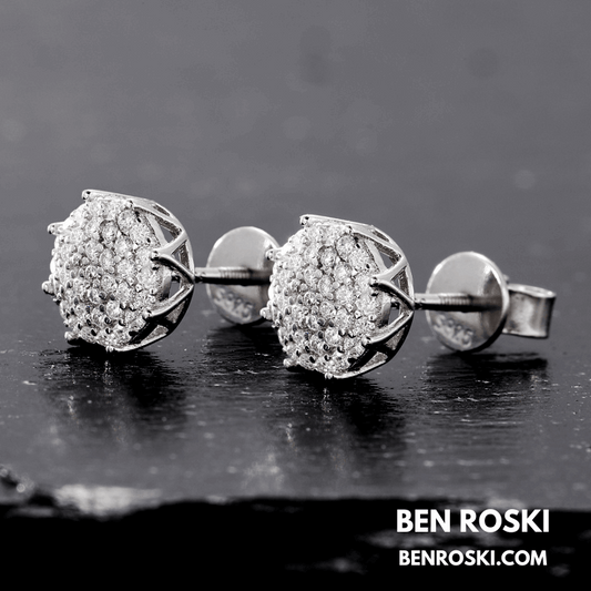 Cluster Stud Earrings Sterling Silver, Gold, or Rose Gold | VVS Moissanite | GRA Certified