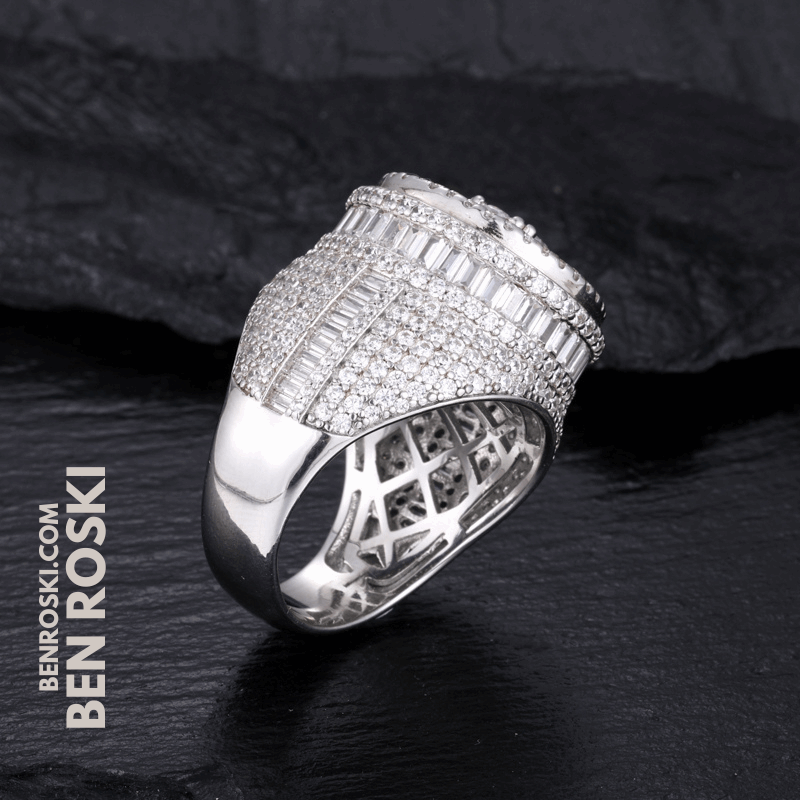 Round Baguette Cluster Ring – 21MM Width | VVS1 Moissanite | GRA Certified