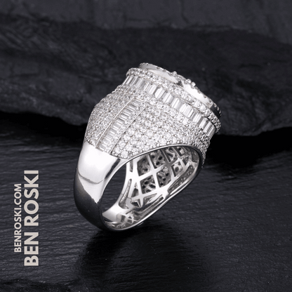 Round Baguette Cluster Ring – 21MM Width | VVS1 Moissanite | GRA Certified