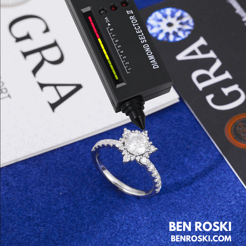 Floral Moissanite Engagement Ring Sterling Silver, Gold & Rose Gold | GRA Certified