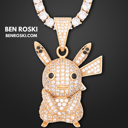 Iced-Out Pikachu Moissanite Pendant – Sterling Silver | Gold, Silver & Rose Gold | GRA Certified