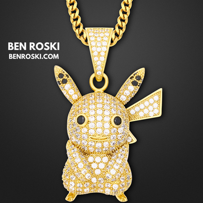 Iced-Out Pikachu Moissanite Pendant – Sterling Silver | Gold, Silver & Rose Gold | GRA Certified