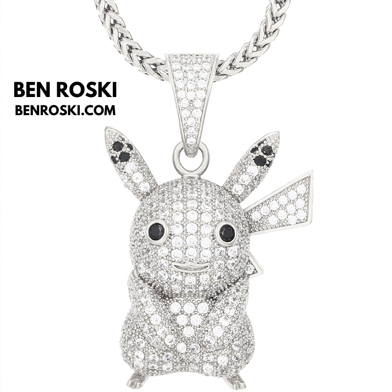 Iced-Out Pikachu Moissanite Pendant – Sterling Silver | Gold, Silver & Rose Gold | GRA Certified