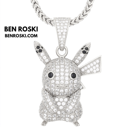 Iced-Out Pikachu Moissanite Pendant – Sterling Silver | Gold, Silver & Rose Gold | GRA Certified