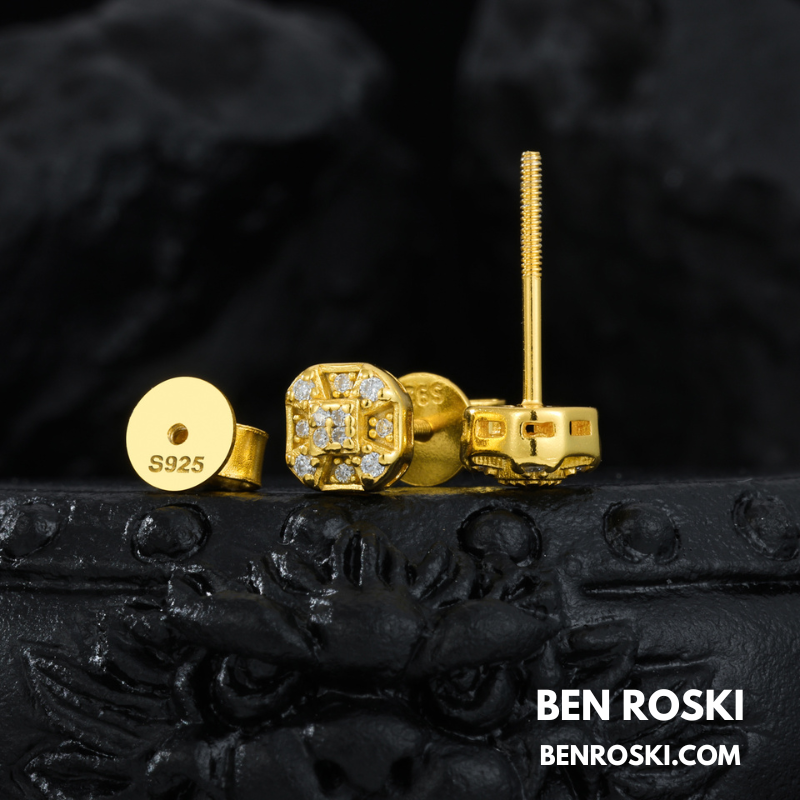 Cushion Cluster Stud Earrings Sterling Silver or Gold Plated or Rose Gold | VVS Moissanite | GRA Certified