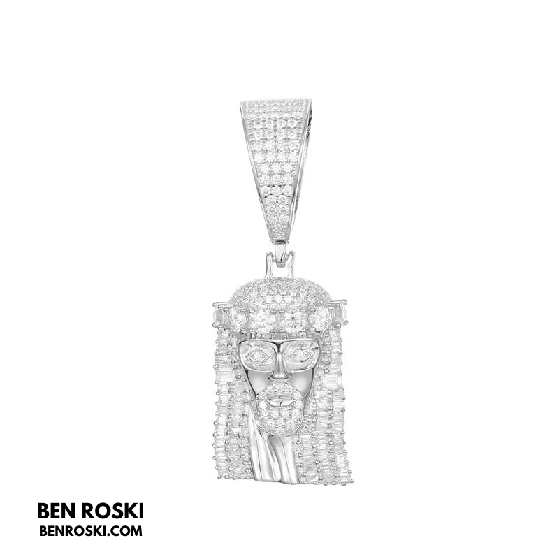 Jesus Face Moissanite Pendant Sterling Silver, Gold, or Rose Gold | VVS Moissanite | GRA Certified