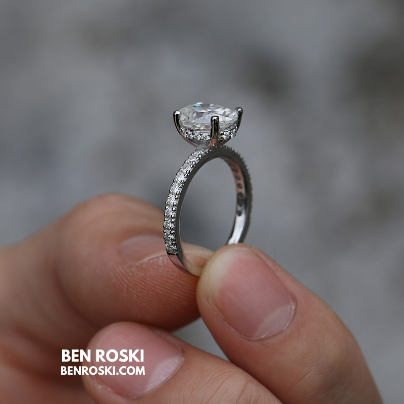 Classic Moissanite Engagement Ring Sterling Silver, Gold, or Rose Gold | VVS1 Moissanite | GRA Certified