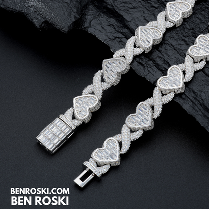 Heart Baguette Moissanite Necklace Sterling Silver, Gold & Rose Gold | GRA Certified