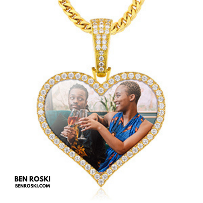 Custom Heart Photo Pendant Sterling Silver, Gold, or Rose Gold | vvs Moissanites | Personalized