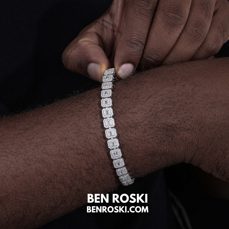 Square Moissanite Cluster Bracelet Sterling Silver | Gold & Rose Gold Plated | GRA Certified