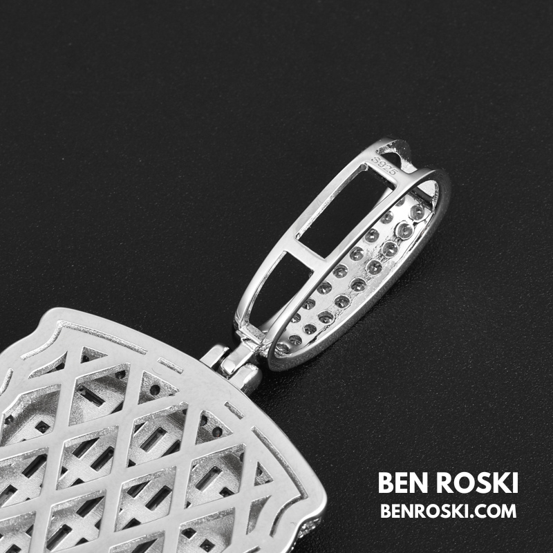 Baguette Dog Tag Pendant Sterling Silver, Gold & Rose Gold | VVS Moissanite | GRA Certified