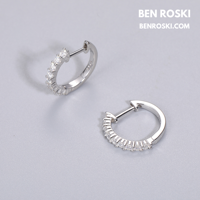 Hoop Earrings Sterling Silver, Gold, or Rose Gold | VVS Moissanite | GRA Certified