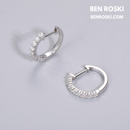 Hoop Earrings Sterling Silver, Gold, or Rose Gold | VVS Moissanite | GRA Certified