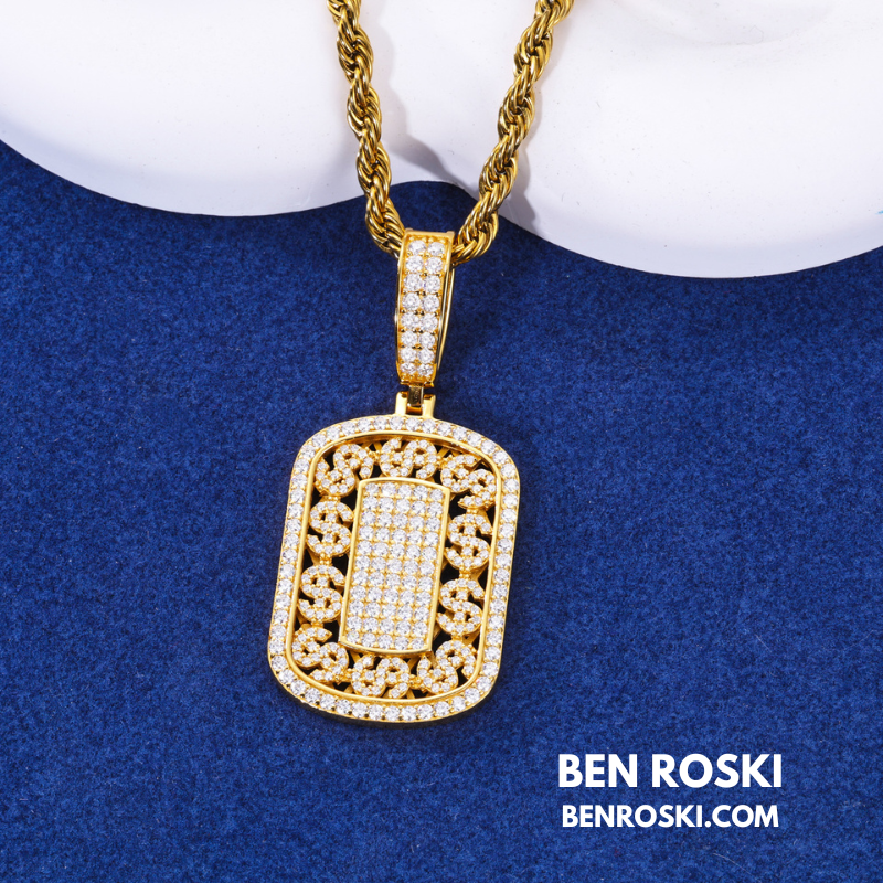 Iced Cuban Frame Pendant Sterling Silver or Gold / Rose Gold Plated | VVS Moissanite | GRA Certified