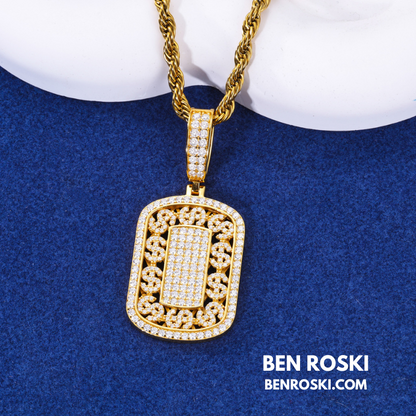 Iced Cuban Frame Pendant Sterling Silver or Gold / Rose Gold Plated | VVS Moissanite | GRA Certified