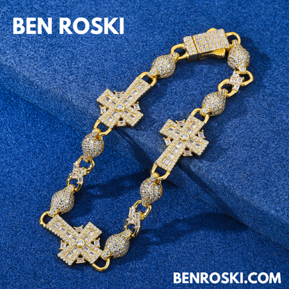 Moissanite Cross Link Bracelet Sterling Silver, Gold, or Rose Gold | VVS Moissanite | GRA Certified