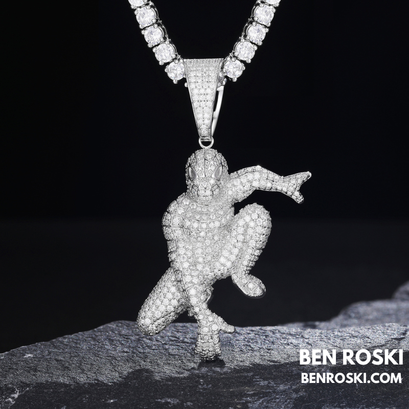 Spider Hero Moissanite Pendant Sterling Silver | Gold, Silver & Rose Gold | GRA Certified