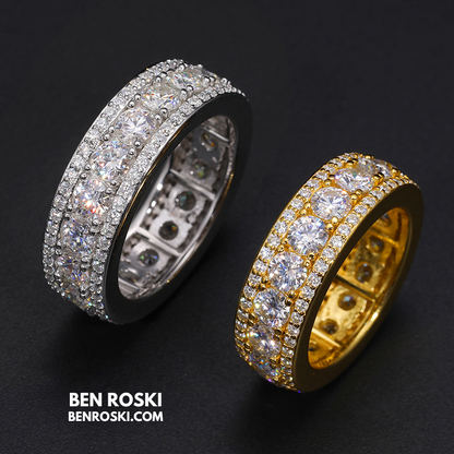 8MM Eternity Band Ring Sterling Silver, Gold & Rose Gold  | VVS Moissanite | GRA Certified |