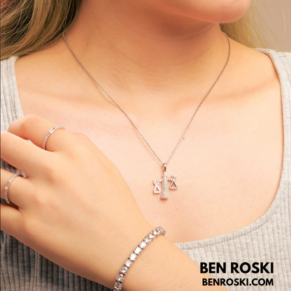 Scales of Justice Pendant Sterling Silver, Gold, or Rose Gold | VVS Moissanite | GRA Certified