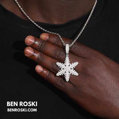 Iced Snowflake Pendant Sterling Silver or Gold/Rose Gold Plated | VVS Moissanite | GRA Certified