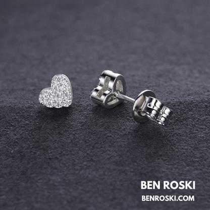 Heart Moissanite Cluster Stud Earrings Sterling Silver, Gold, or Rose Gold | VVS Moissanite | GRA Certified