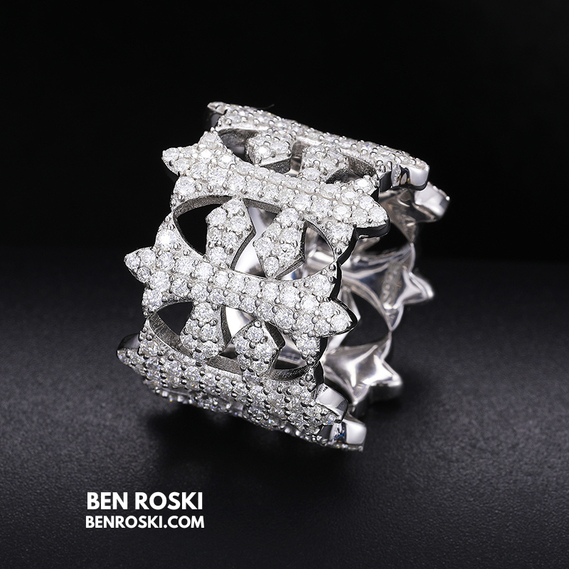 Fleur-de-Lis Moissanite Ring Sterling Silver, Gold & Rose Gold | VVS Moissanite | GRA Certified