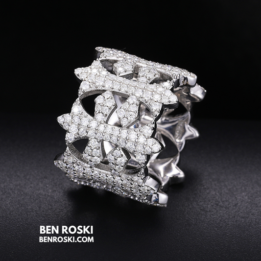 Fleur-de-Lis Moissanite Ring Sterling Silver, Gold & Rose Gold | VVS Moissanite | GRA Certified