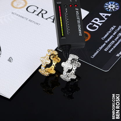 Luxury Moissanite Cross-Link Band Sterling Silver or Gold / Rose Gold Plated | VVS Moissanite | GRA Certified