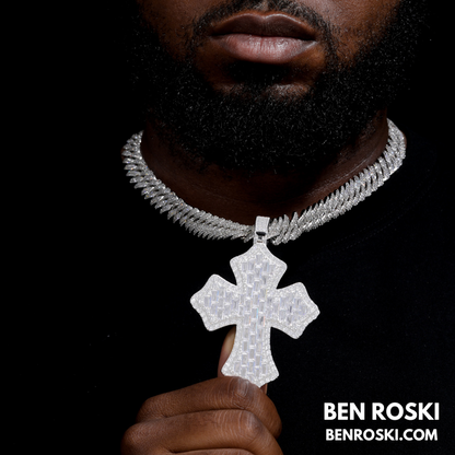 Moissanite Cross Pendant Sterling Silver or Gold & Rose Gold Plated | VVS Moissanite | GRA Certified