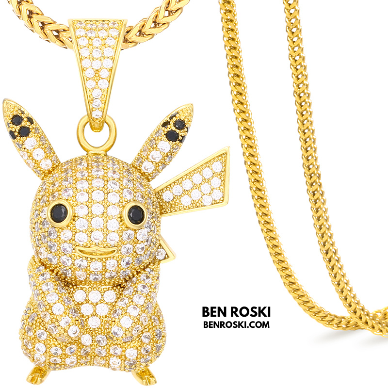 Iced-Out Pikachu Moissanite Pendant – Sterling Silver | Gold, Silver & Rose Gold | GRA Certified