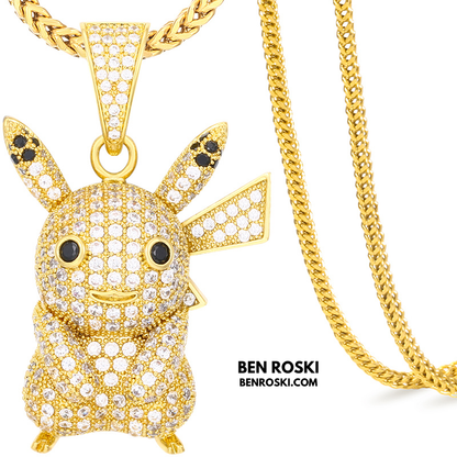 Iced-Out Pikachu Moissanite Pendant – Sterling Silver | Gold, Silver & Rose Gold | GRA Certified
