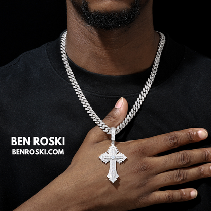 Moissanite Cross Pendant Sterling Silver, Gold, or Rose Gold | VVS Moissanite | GRA Certified