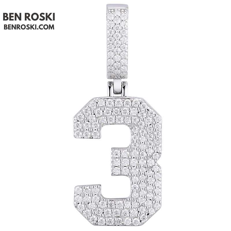 Custom Number Pendant Sterling Silver, Gold, or Rose Gold | VVS Moissanite | GRA Certified