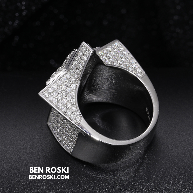 Star Iced-Out Ring Sterling Silver or Gold/Rose Gold Plated | VVS Moissanite | GRA Certified