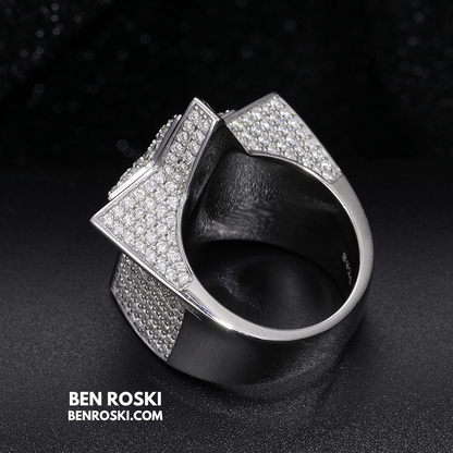 Star Iced-Out Ring Sterling Silver or Gold/Rose Gold Plated | VVS Moissanite | GRA Certified