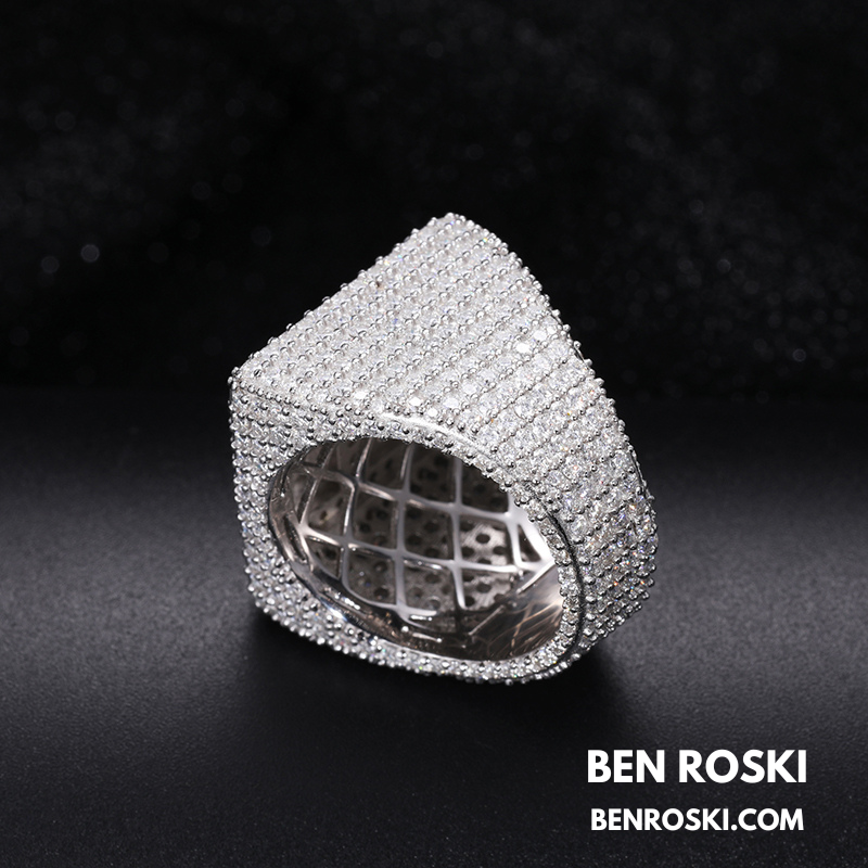 Iced-Out Moissanite Statement Ring Sterling Silver, Gold, Rose Gold & Silver | GRA Certified