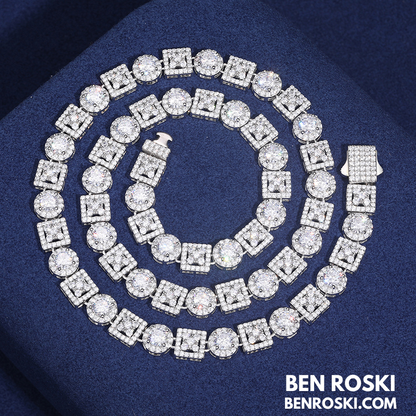 Moissanite Cluster Link Chain Sterling Silver | GRA Certified