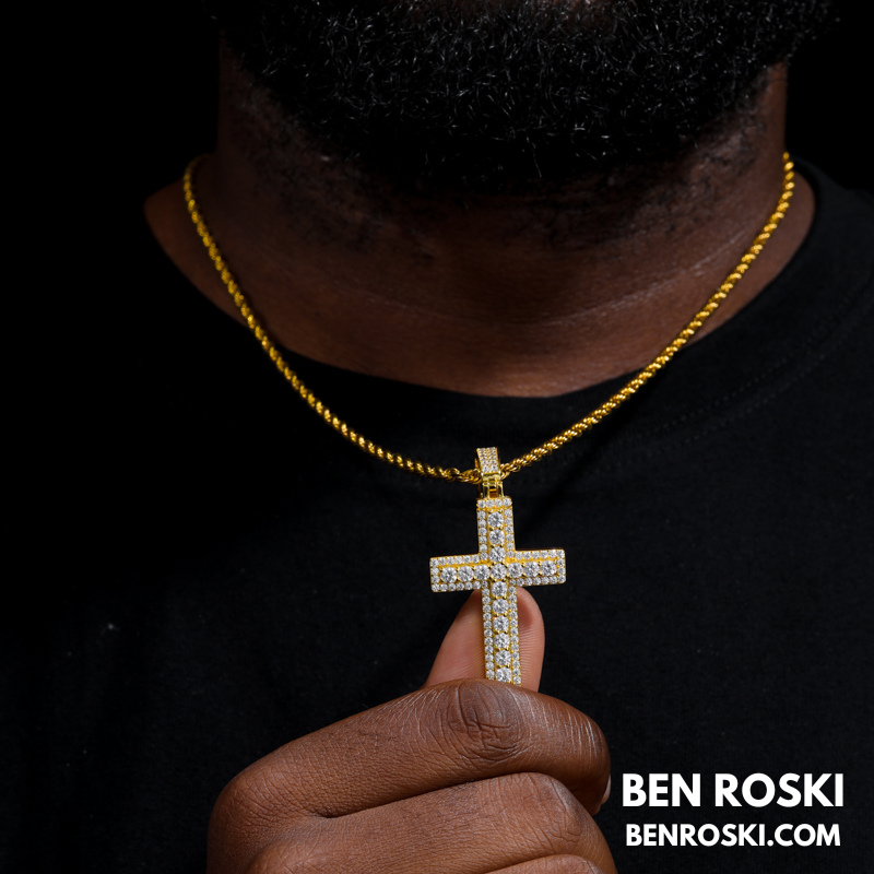 Moissanite Cross Pendant Sterling Silver, Gold & Rose Gold | VVS Moissanite | GRA Certified