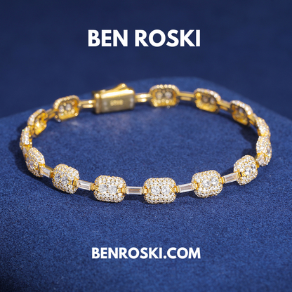 7MM Moissanite Bracelet Sterling Silver | GRA Certified | Gold & Rose Gold Plated