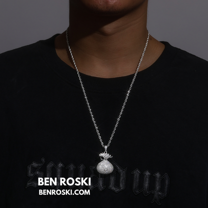 Money Bag Pendant Sterling Silver, Gold  & Rose Gold Plated | VVS Moissanite | GRA Certified