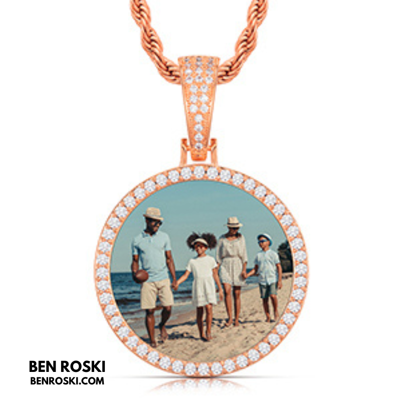 Custom Photo Round Pendant Sterling Silver or Gold/Rose Gold Plated | VVS Moissanite | GRA Certified