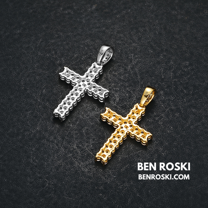 Moissanite Cross Pendant Necklace Sterling Silver, Gold & Rose Gold Plated | VVS Moissanite | GRA Certified