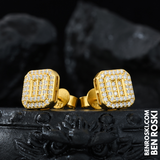 Square Cluster Moissanite Stud Earrings Sterling Silver or Gold/Rose Gold Plated | VVS Moissanite | GRA Certified